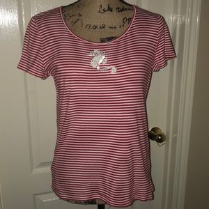 Talbots Med Nautical beaded Seahorse Tee